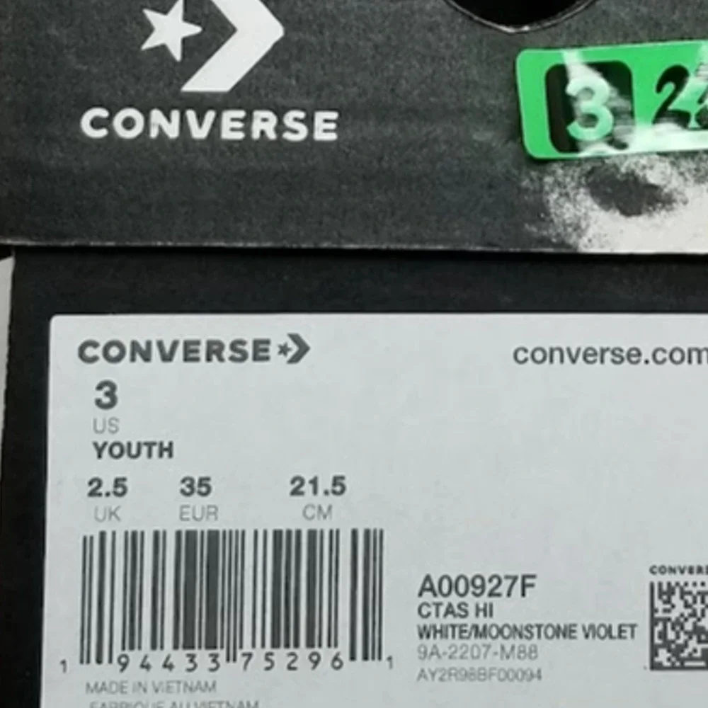 Converse Youth CTAS Unicorn Hi Tops Sneakers White Size 3 NIB A00927F